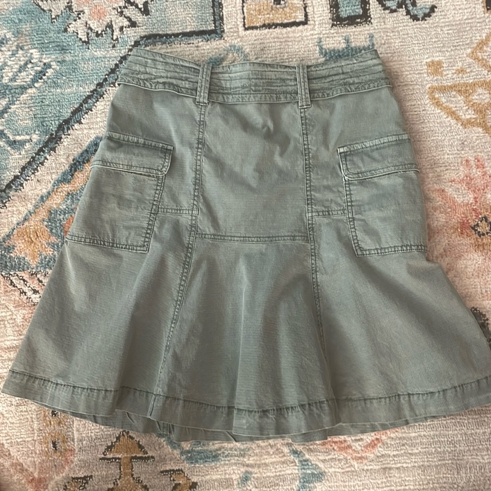 Anthropologie moss green utility flare skirt